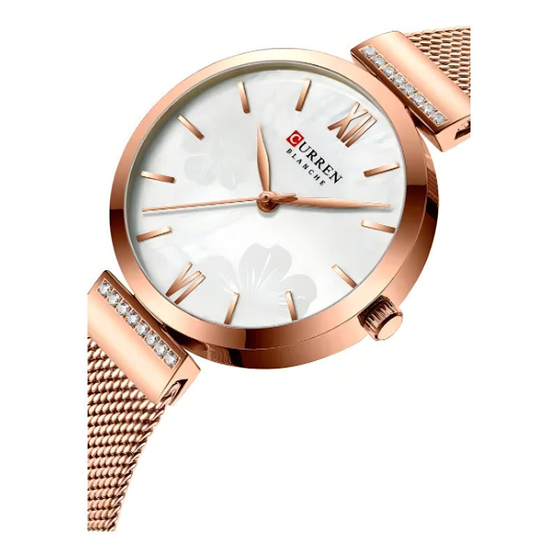 Relojes De Cuarzo Dama Curren 9067 De Moda Relojesymas Color De La Correa 2 Cobre Blanco