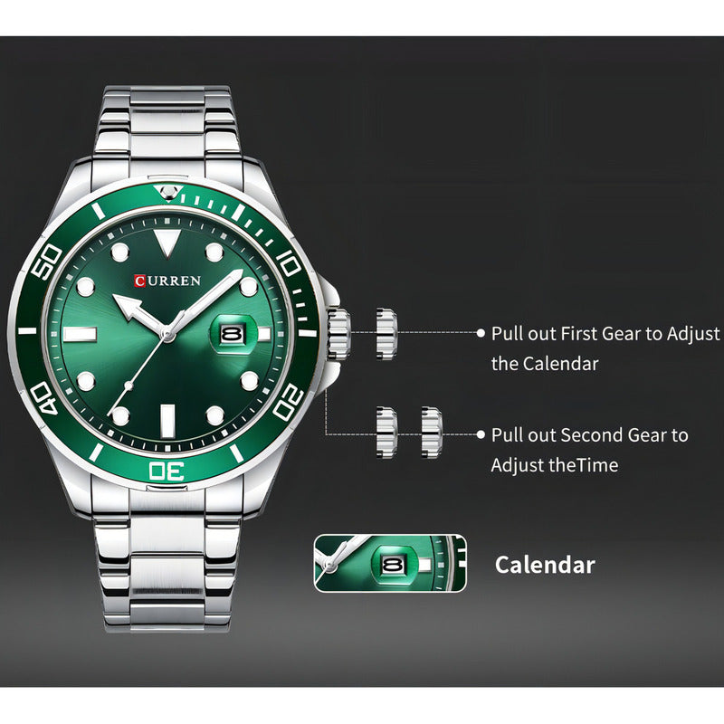 Reloj Curren Esportivo Para Hombre De Cuarzo Con Acero Inoxidable