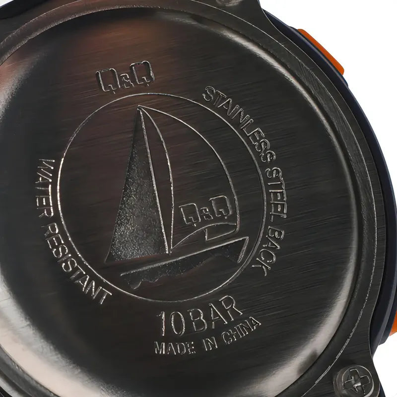 Reloj Q&q Hombre Casual Negro M208j009y Azul/naranja