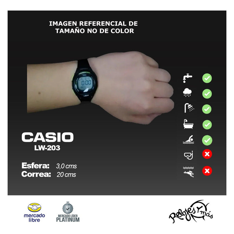 Reloj De Pulsera Casio Digital Lw-203-8a Relojesymas Gris Rosa Claro