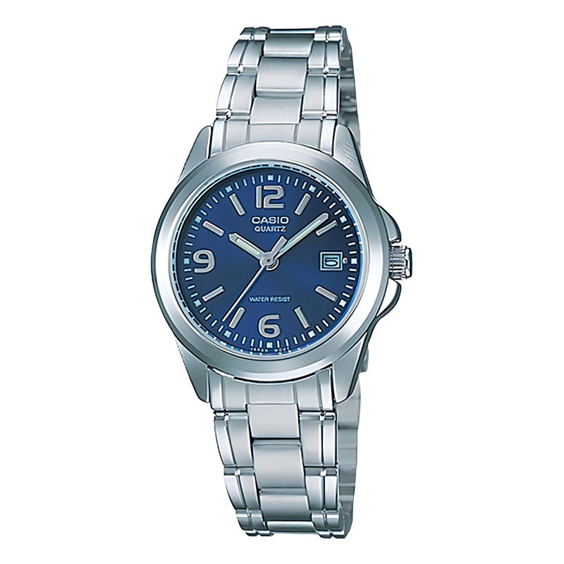 Reloj Mujer Casio Ltp1215a2a 100% Original Plateado Gris Azul