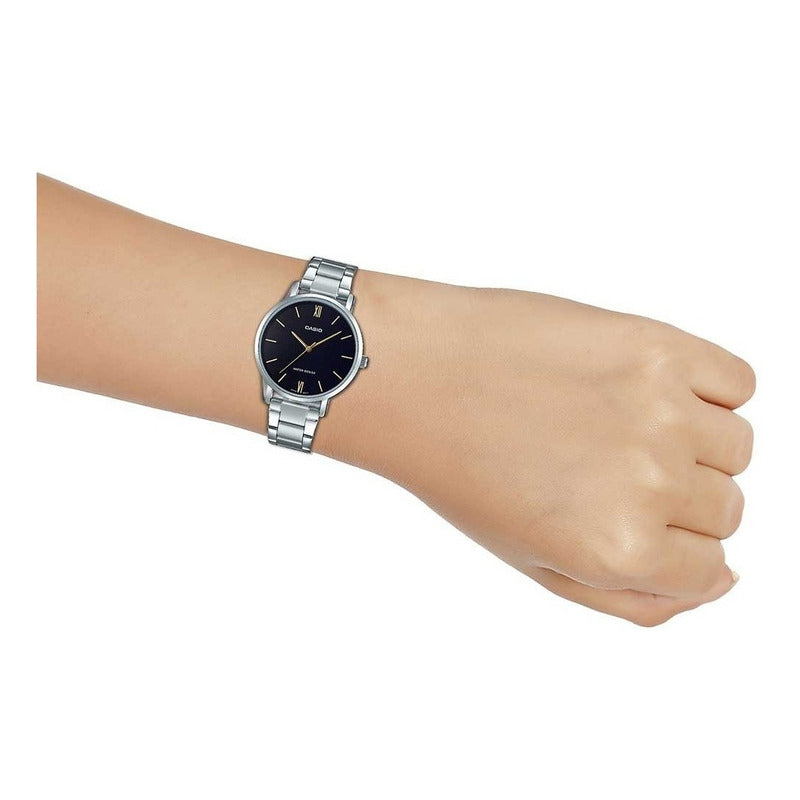 Reloj Mujer Casio Ltp-vt01d-1b Plateado Negro
