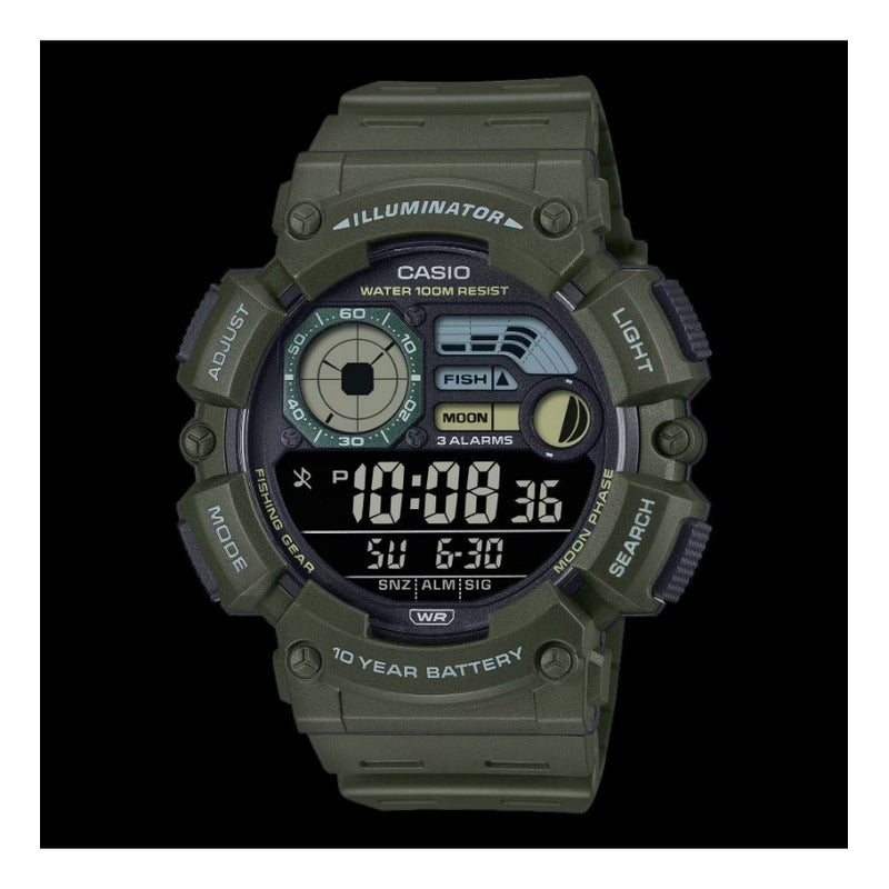 Reloj Casio Moda Modelo Ws-1500h-3bvcf Verde Oscuro