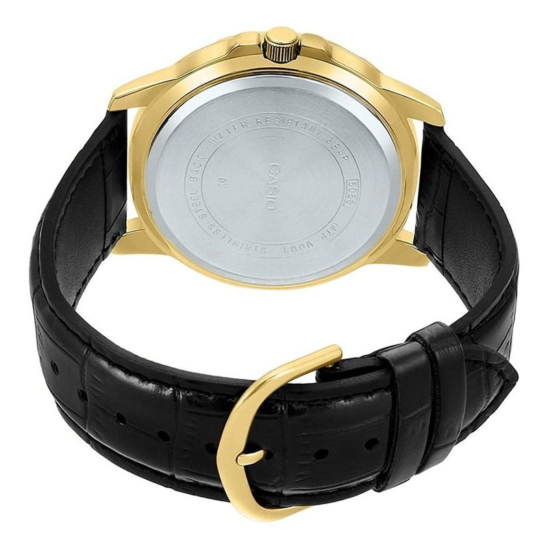 Reloj Hombre Casio Mtp-vd01gl-1ev Negro Analogo / Bisel Dorado