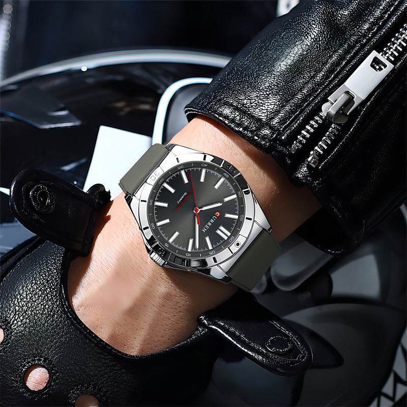 Relojes De Pulsera De Cuarzo De Silicona Luminous Curren Fondo Gris Plateado