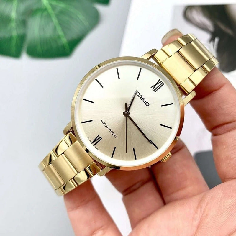 Reloj Mujer Casio Ltp-vt01g-9b Dorado Análogo