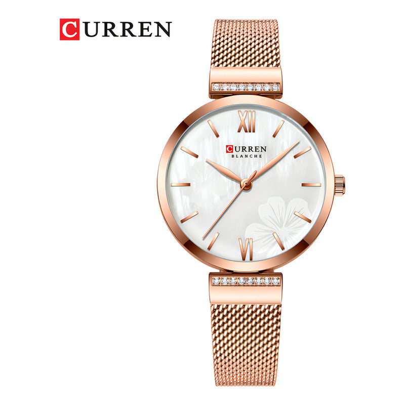 Relojes De Cuarzo Dama Curren 9067 De Moda Relojesymas Color De La Correa 2 Cobre Blanco