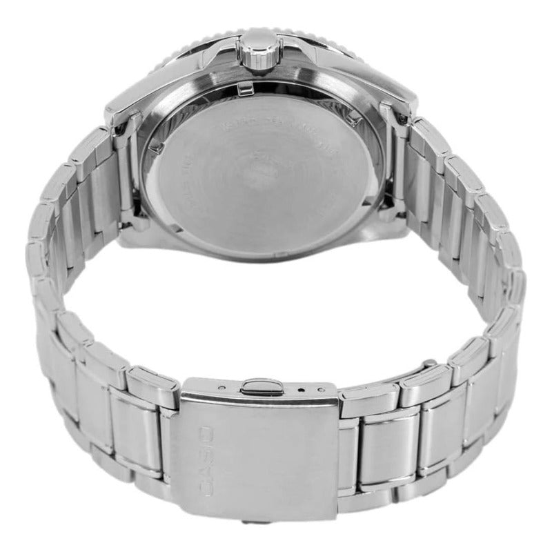 Reloj Casio Hombre Mdv-107d-3a Analogico Acero Inox Color Plateado Y Verde Negro