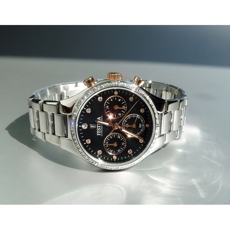 Reloj Festina Mujer Cronometro Con Piedras F20401/4