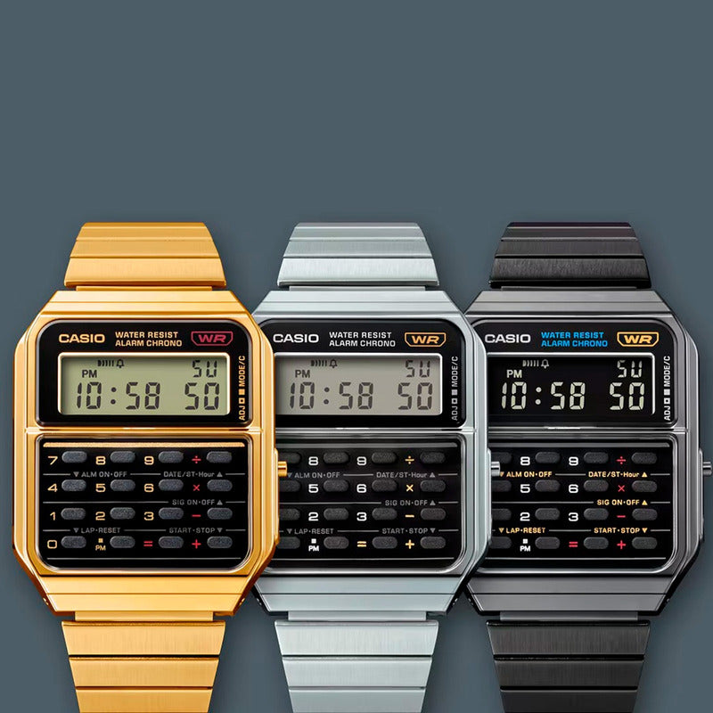 Reloj Pulsera Digital Casio Ca-500wegg-1bdf Con Correa De Acero Inoxidable Color Negro - Bisel Gris