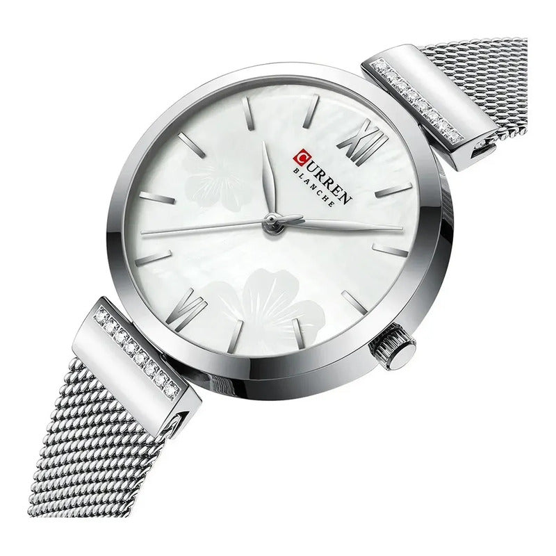 Relojes De Cuarzo Dama Curren 9067 De Moda Relojesymas Correa 1 Plateado Blanco