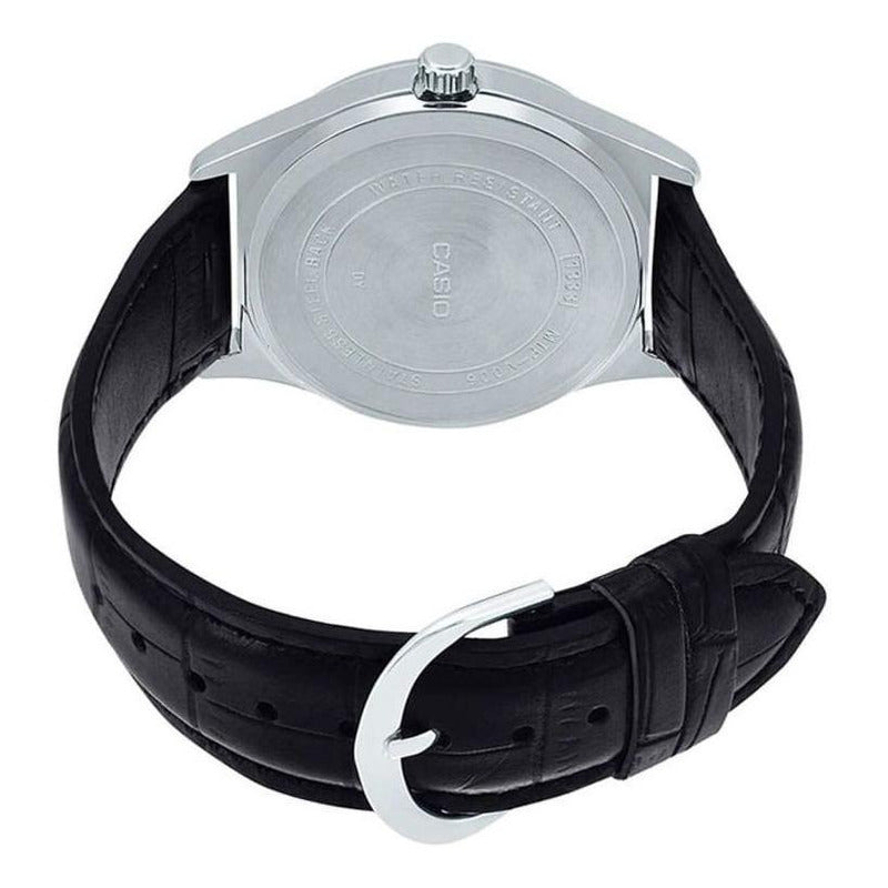 Reloj Pulsera Casio Enticer Mtp-v001l-7b Relojesymas Negro Plateado