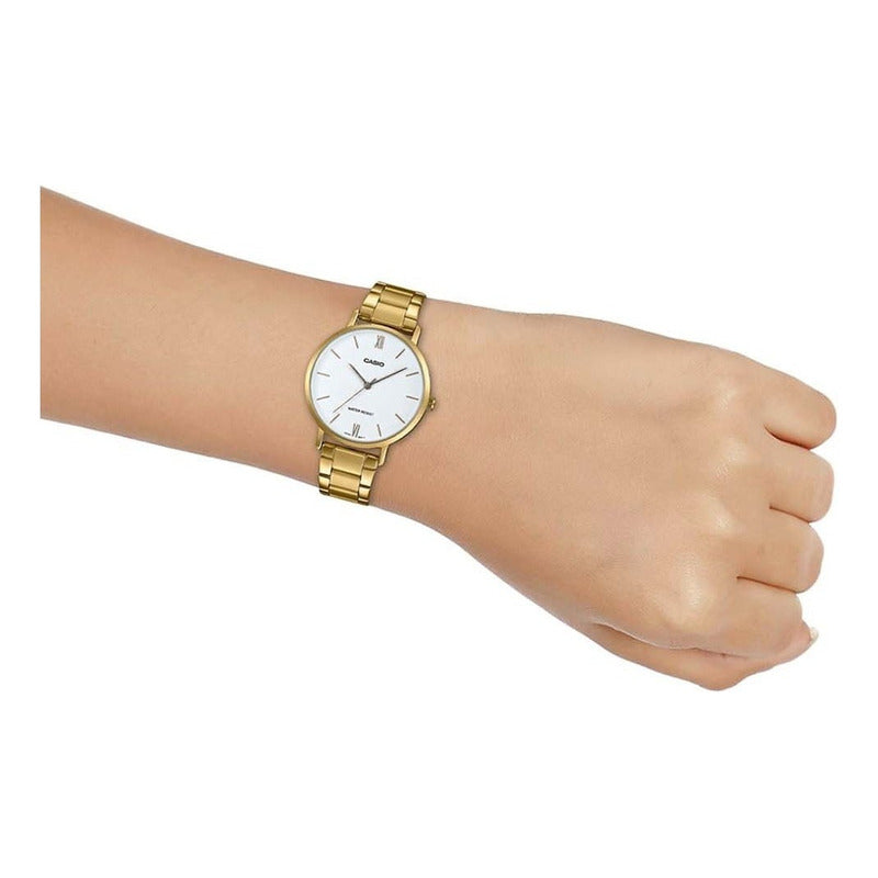 Reloj Mujer Casio Ltp-vt01g-9b Dorado Análogo