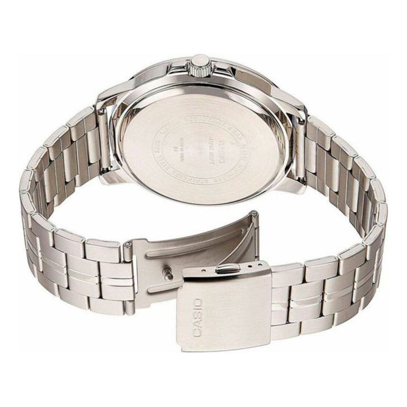 Reloj Casio Hombre Mtp-vd01d, 50m, Fechador, Correa Plateado Bisel Plateado Fondo Negro