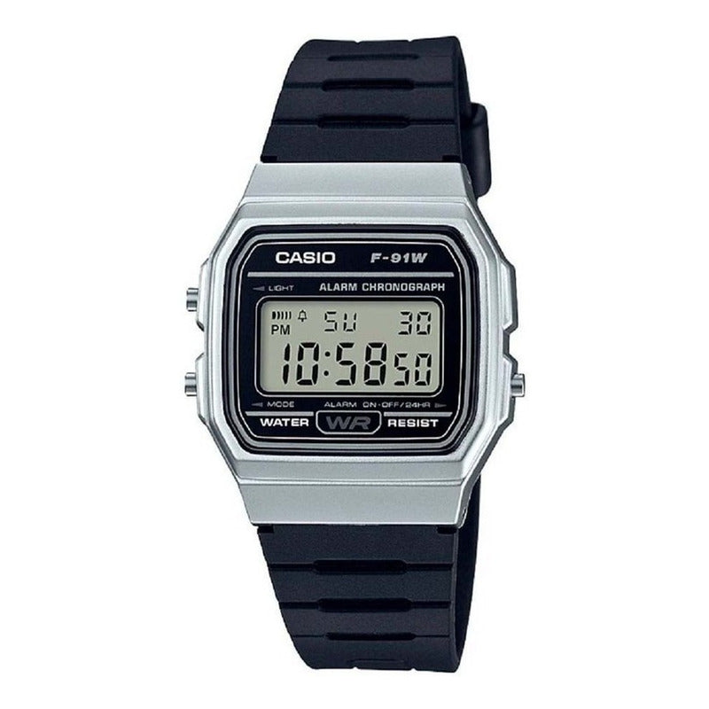 Reloj De Pulsera Casio Collection F-91wm-7a Relojesymas Negro Plateado Gris