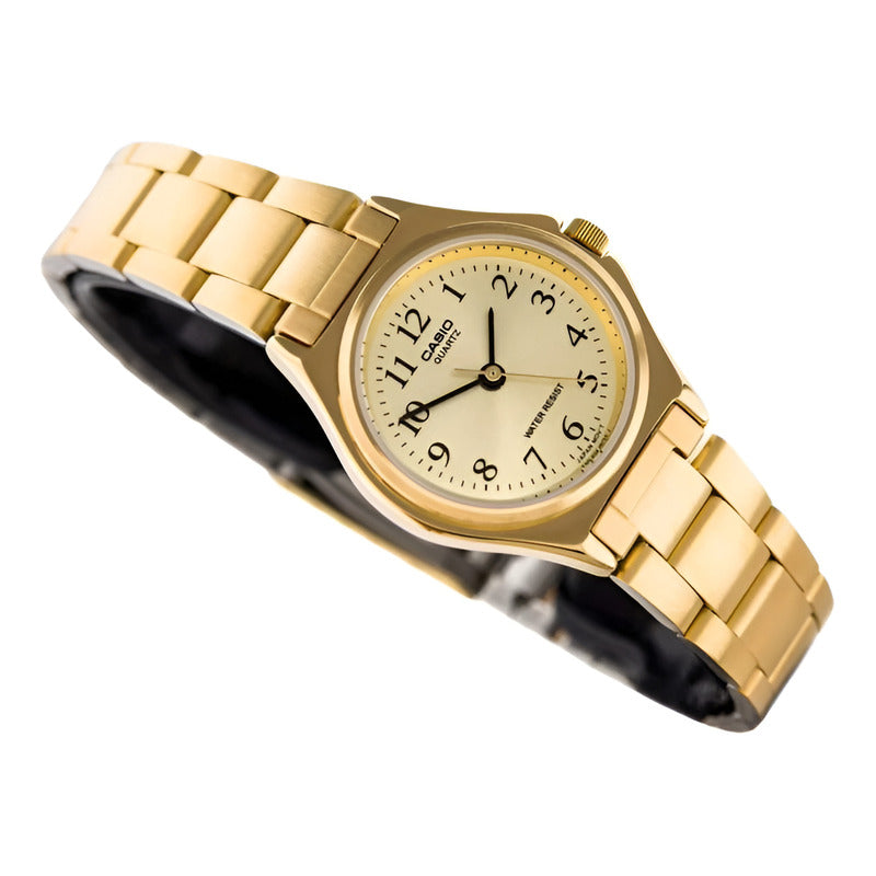 Reloj Casio Dama Analógico Ltp-1130n-9b Resistente Al Agua Color Dorado Amarillo