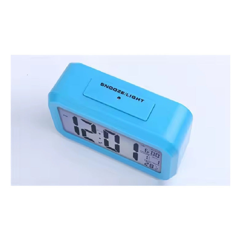 Reloj Despertador Pantalla 1302 Azul Led Fecha Temperatura Azul