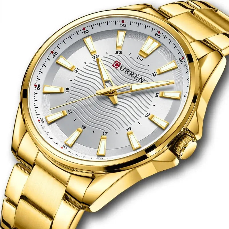 Relojes Luminosos Inoxidable Para Hombre Curren 8424-3 Gold/white