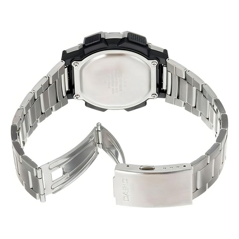 Reloj Pulsera Digital Casio Ae-1000wd-1avdf Con Correa De Acero Inoxidable Color Plateado - Fondo Negro