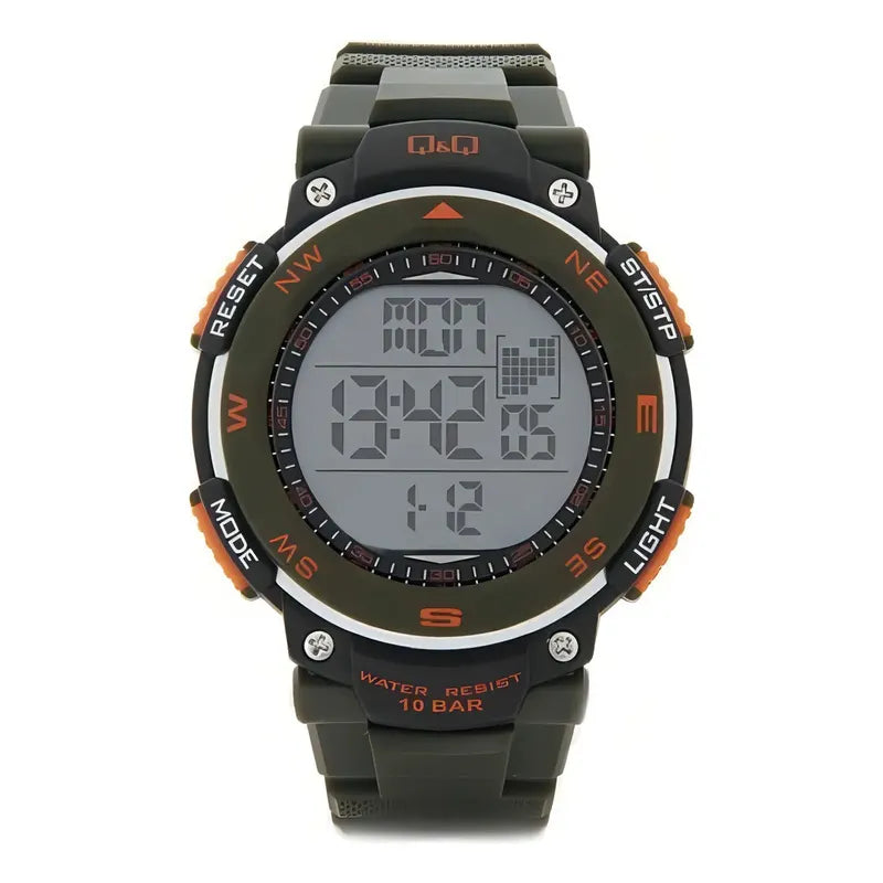 Reloj Q&q Sport Digital Shock M124j003 Para Hombre Verde Oscuro Gris