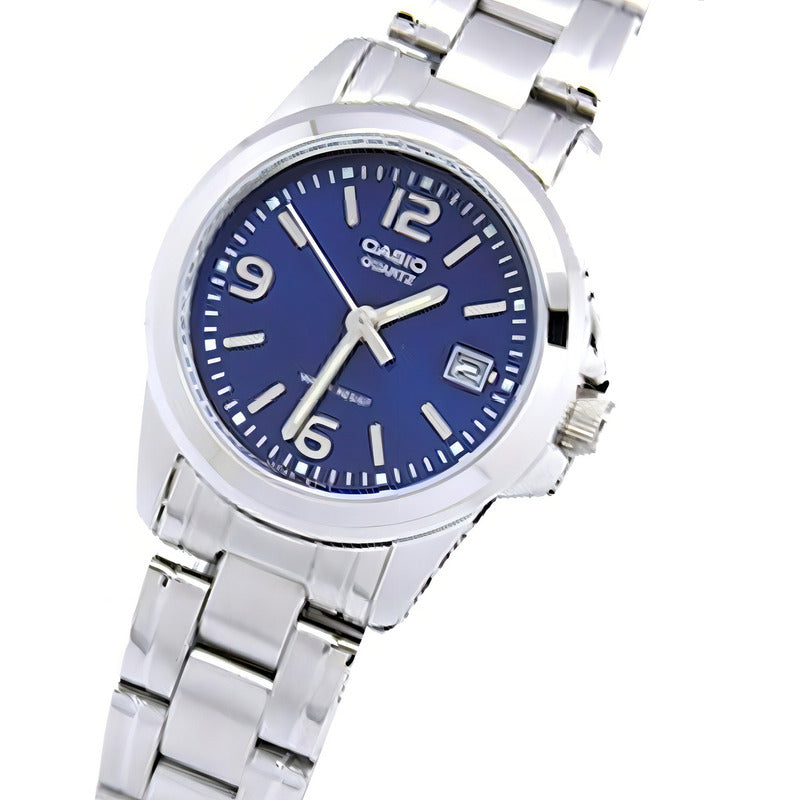Reloj Mujer Casio Ltp1215a2a 100% Original Plateado Gris Azul
