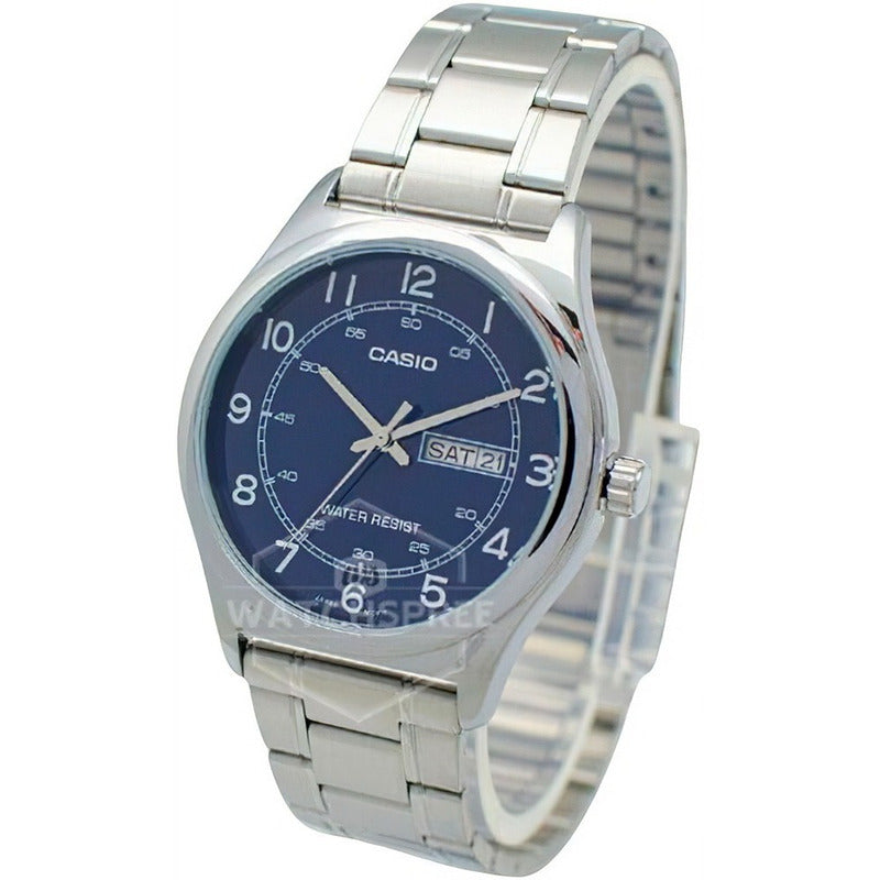 Reloj Casio Mtpv006d-7b2udf Cuarzo Hombre Color De La Correa Plateado Color Del Fondo Blanco Mtp-v006d-7b2