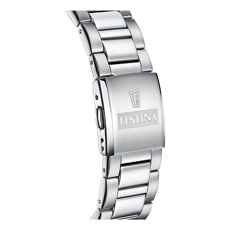 Reloj Festina F20575.1 Hombre Ceramic Chrono Acero 100 Mts Color De La Malla Plateado Color Del Bisel Negro Color Del Fondo Plateado
