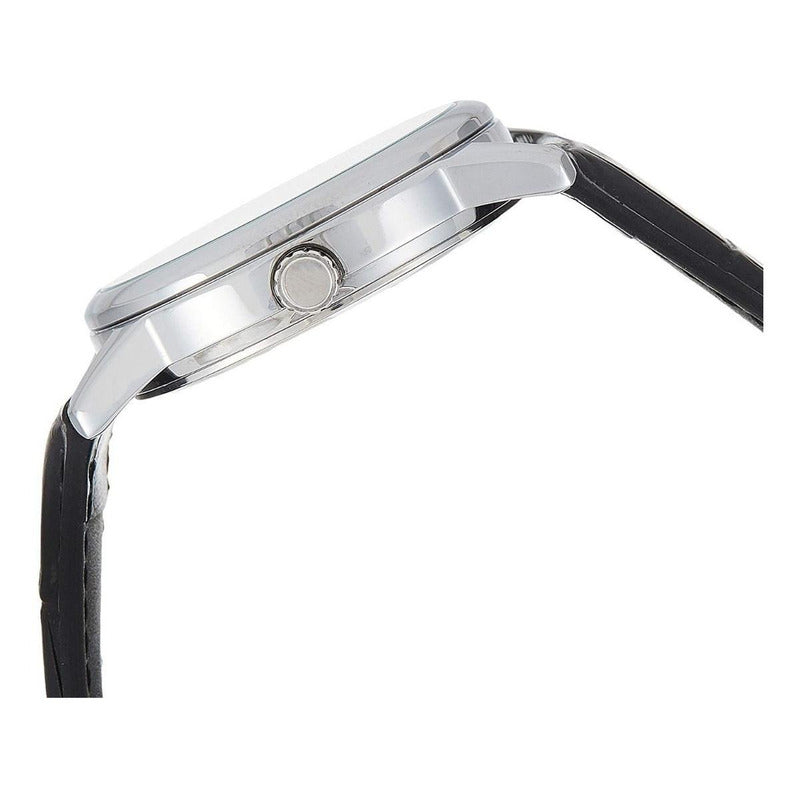 Reloj Pulsera Casio Mtp-v002l-1bu Con Correa De Cuero Color Negro - Bisel Plateado