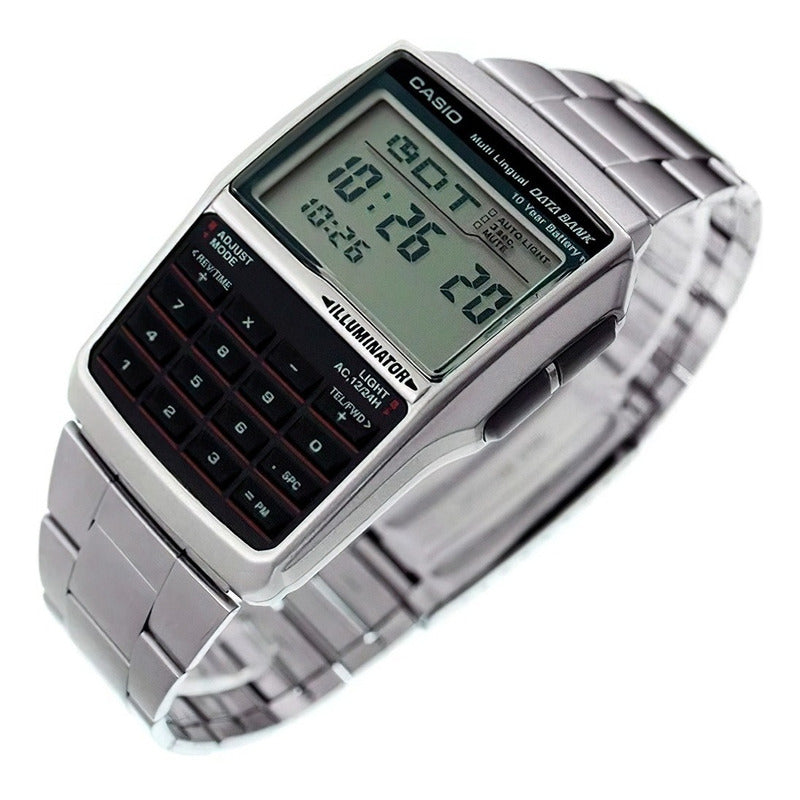 Reloj Pulsera Digital Casio Dbc-32d-1a Con Correa De Acero Inoxidable Color Plateado Plata Azul