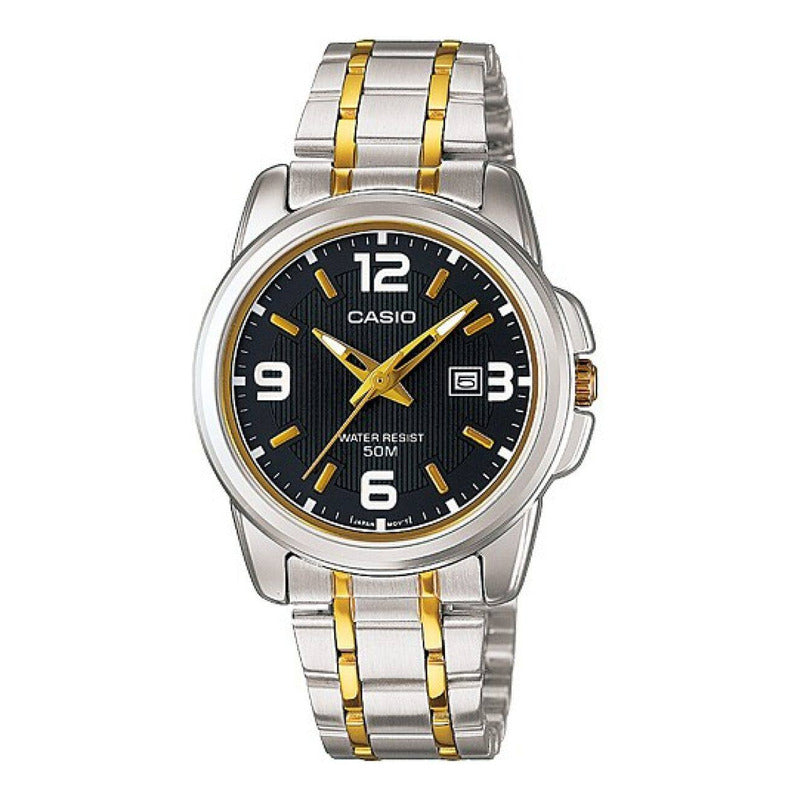 Reloj Casio Dama Metal Ltp-1314sg-1av Original Plateado/dorado Plateado Negro