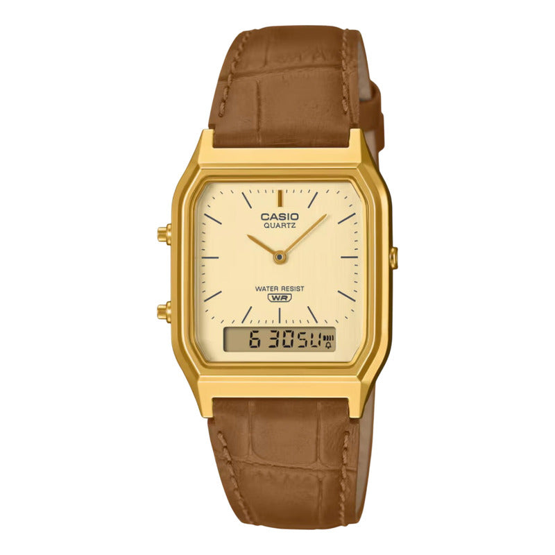 Reloj Casio Vintage Aq-230egl-9adf En Oro Marrón Claro Marrón Claro Dorado