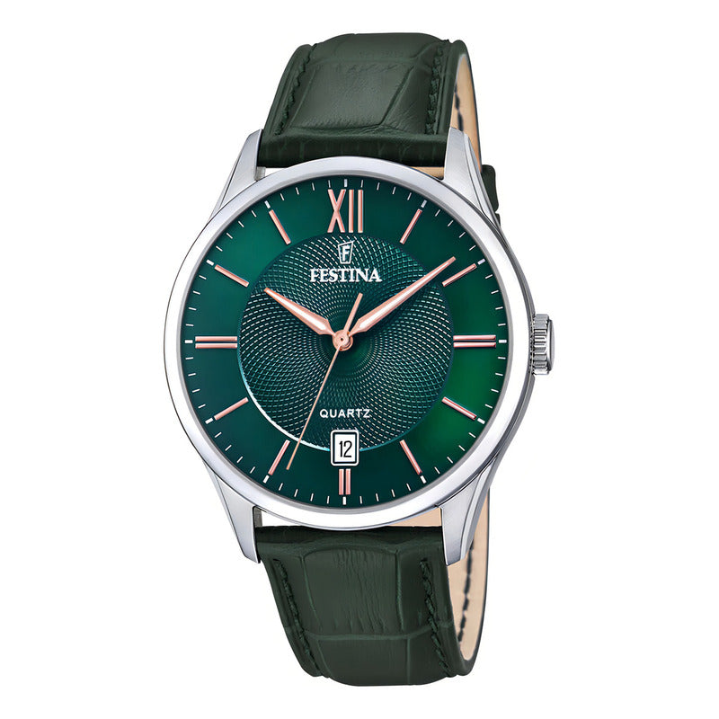 Reloj De Hombre Festina F20426/7, Con Correa De Cuero Plateado