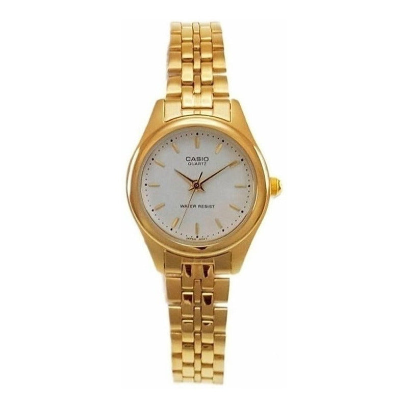 Reloj Casio Metal Dama Dorado Ltp-1129n-7a Relojesymas Blanco