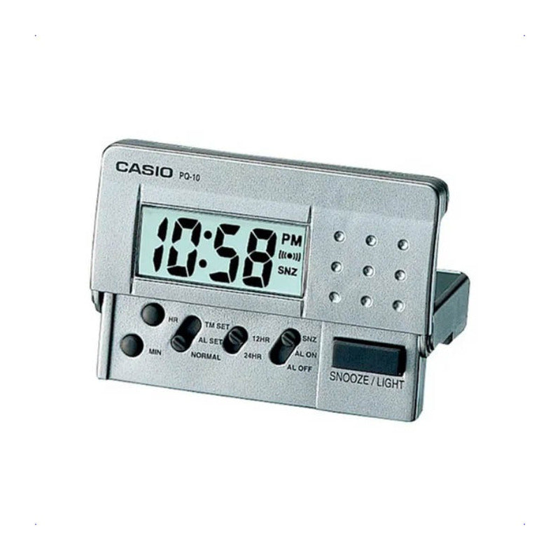 Reloj De Mesa Digital Casio Pq-10 Color Gris