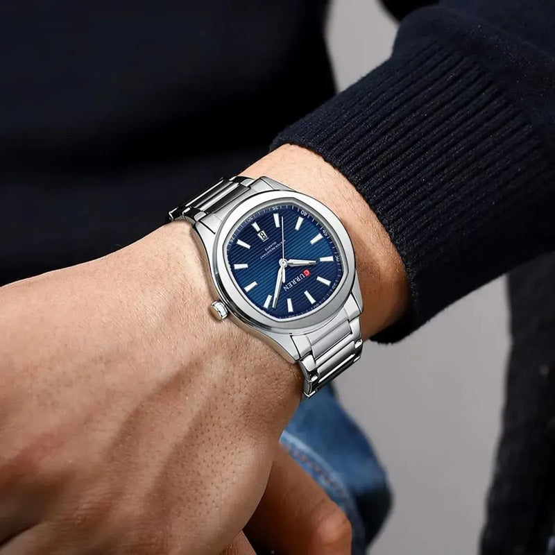 Reloj Para Hombre Curren 8474 Kree2502 Plateado Azul