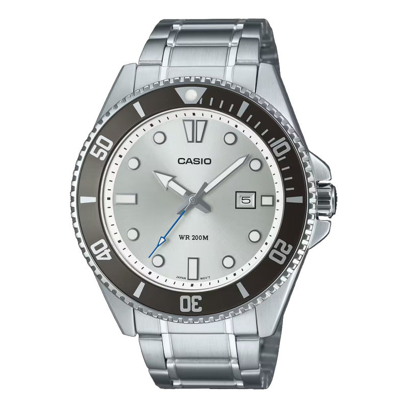 Reloj Casio Hombre Mdv-107d-7av Sumergible Original Plateado Negro Gris