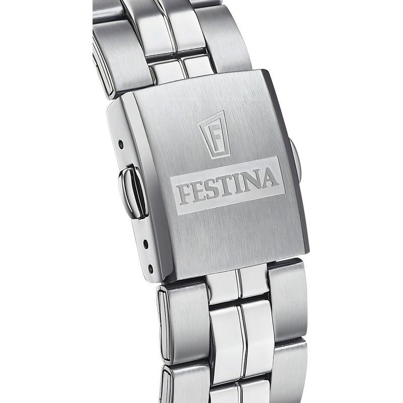 Reloj Festina F20437/4 Hombre Acero Clasico Calendario Plateado Negro