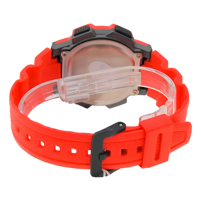 Reloj Casio Ae-1000w 100m W Pila 10 Años Crono Alarma Timer Malla Rojo Bisel Rojo Fondo 4a