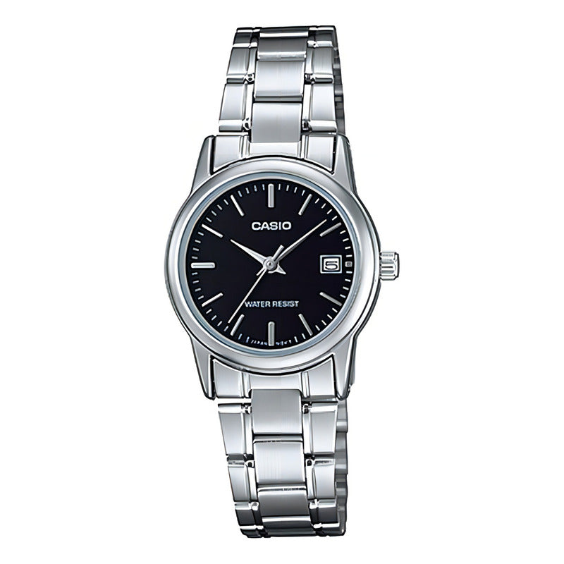 Reloj Casio Quartz Ltp-v002d-1audf Mujer Acero Negro Full Plateado Negro Ltp-v002d-1a