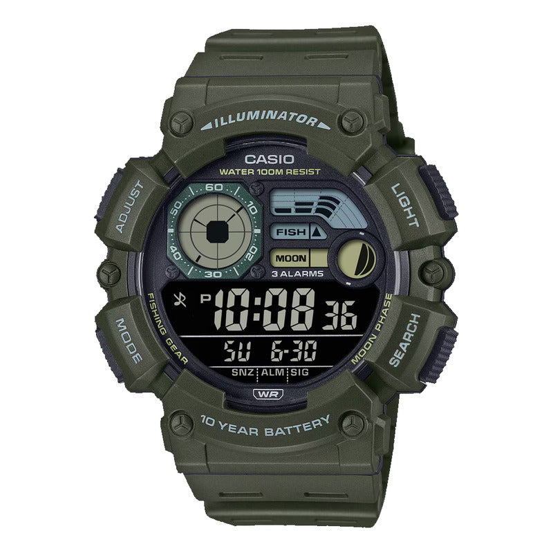 Reloj Casio Ws-1500h-3bv Sumergible Original Verde Musgo Negro