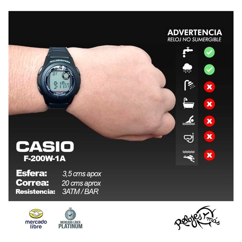 Reloj Casio F-200w Colores Surtidos/relojesymas