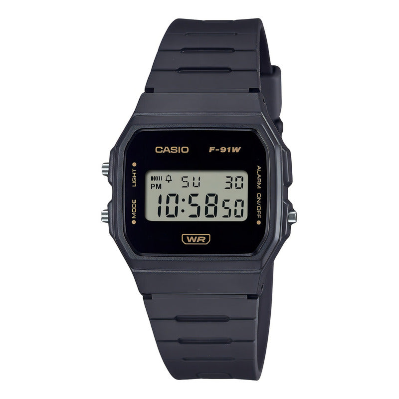 Reloj Casio Vintage Bio-plastic F-91wb-8a Unisex - Digital Gris Oscuro Negro