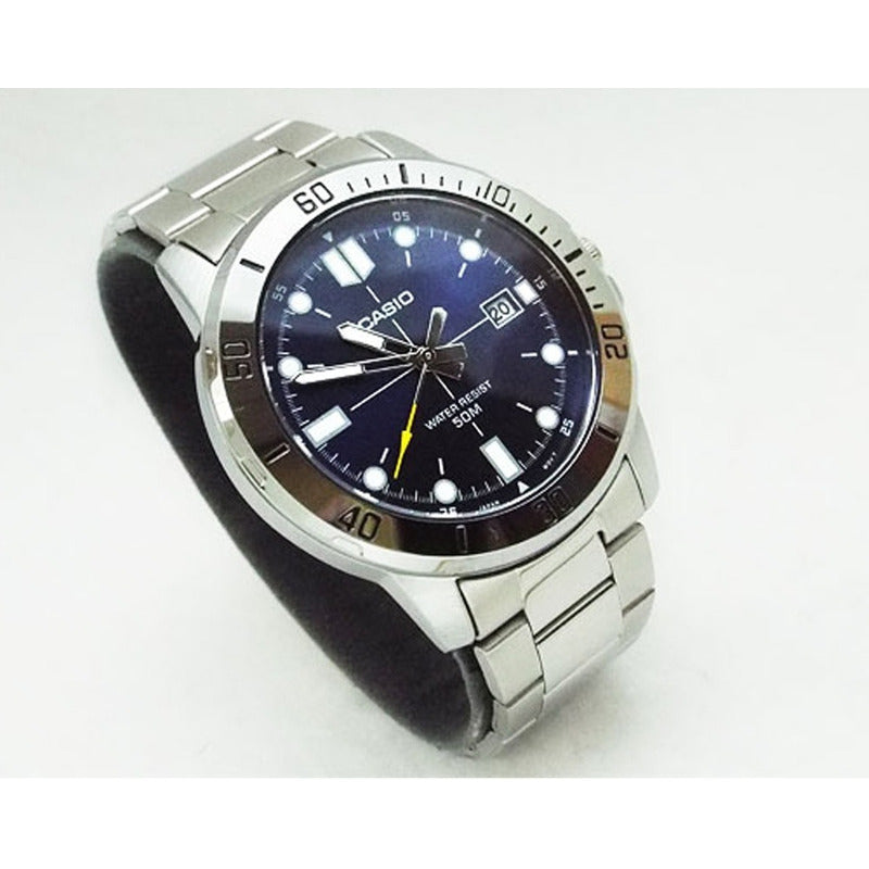Reloj Casio Hombre Mtp-vd01d-2e Original Plateado Azul