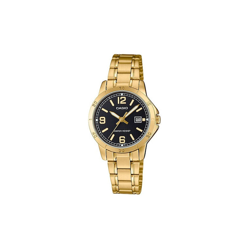 Reloj Casio Mujer Ltp-v004g-1budf Dorado Negro Negro Ltp-v004g-1b