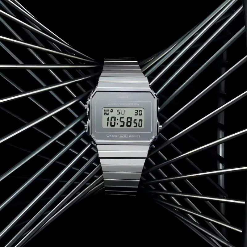 Reloj Casio Vintage Digital Para Hombre De Acero Inoxidable Plateado