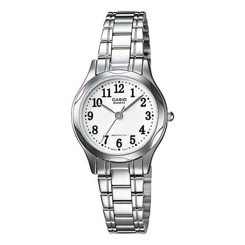 Reloj Casio Mujer Ltp-1275d-7b De Acero Inoxidable Plateado Blanco