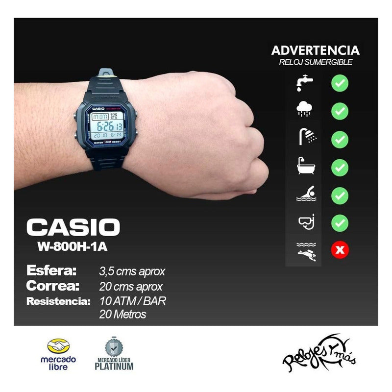 Reloj Casio W-800h Colores Surtidos/relojesymas