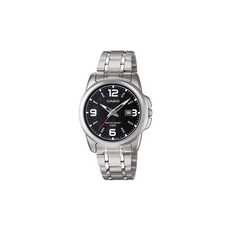 Reloj Casio Dama Ltp-1314d-1a - Acero Inoxidable - Fechador Plateado Negro