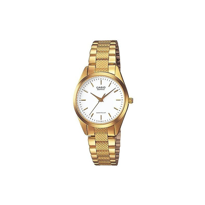Reloj Casio Para Mujer Ltp-1274g Con Correa Dorada De Acero Dorado Blanco