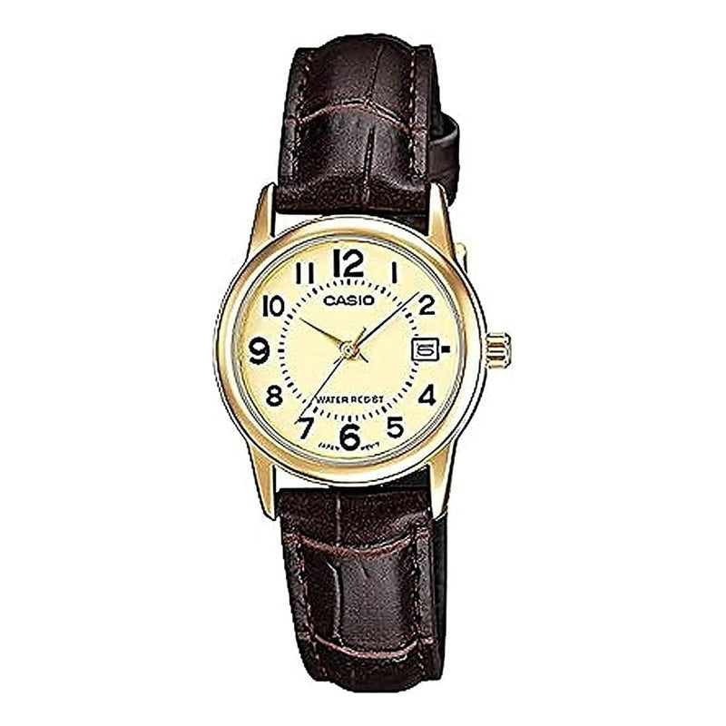 Reloj Mujer Casio Ltp-v002gl-9b Original Relojesymas Marrón Dorado